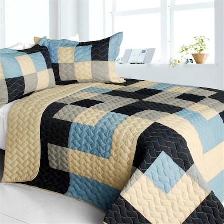 Russian Coffee - 3 Pieces Vermicelli-Quilted Patchwork Quilt Set  Full & Queen Size - Multicolor